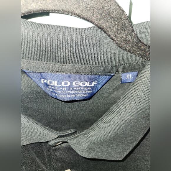 POLO GOLF RALPH LAUREN Black Mens Long Sleeve Polo Pima Cotton Size XL‎ - Picture 4 of 10